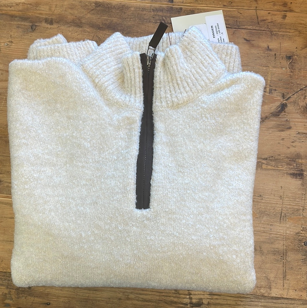 BOUCLE QUARTER ZIP - IVORY